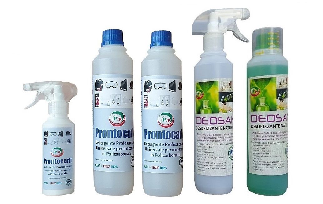 Pip Kit Montagna Mini: 2 FL. Prontocarb ml. 500 + vapo. 1 FL. Deosan Concentrato pario a 5 LT. di prodotto pronto all'uso + Vapo.  La soluzione per la pulizia e l'eliminazione dei cattivi odori.