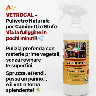 Pip Vetrocal Pulivetro Professionale Ecologico per Caminetti e Stufe Flaconi da 1 litro vapo