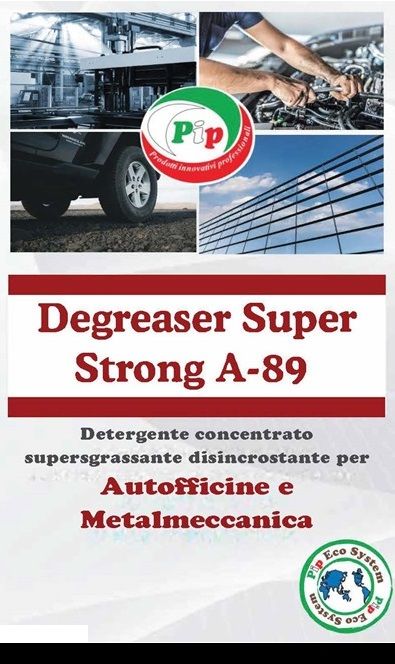 Pip Degreaser Super Strong A-89 Detergente Superconcentrato per Autofficine e Metalmeccanica, Detergente Sgrassante Disincrostante TK Un 5 Litri