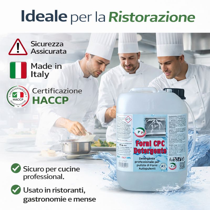 PIP Detergente Forno Autopulente Forni CPC, Alcalino, Prodotto Puliforno Sgrassante, Disincrostante, Professionale, Industriale, Biodegradabile, Tanica LT. 5 - Kg. 5,25