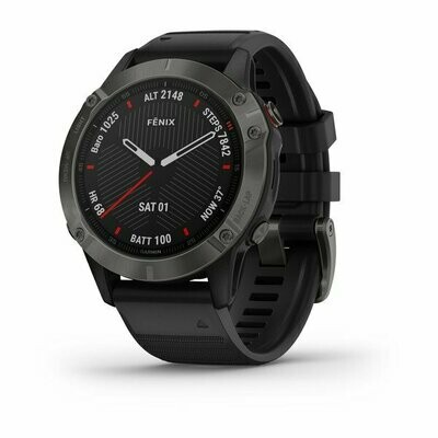 Garmin Fenix 6 - Sapphire Edition - Carbon Gray DLC with Black Band