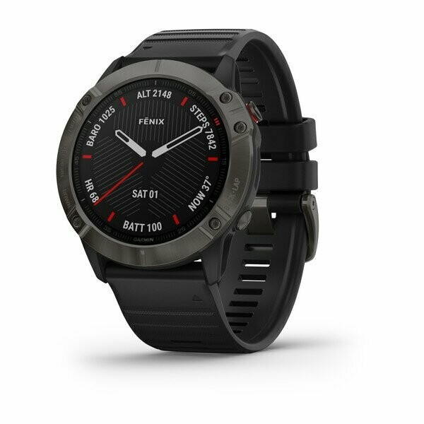 Garmin Fenix 6X - Sapphire Edition - Carbon Gray DLC with Black Band