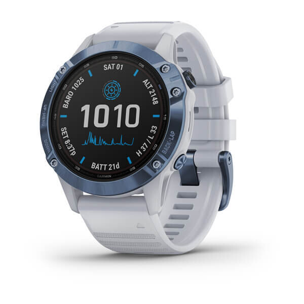 Garmin Fenix 6 - Pro - Solar Edition - Mineral blue con cinturino whitestone