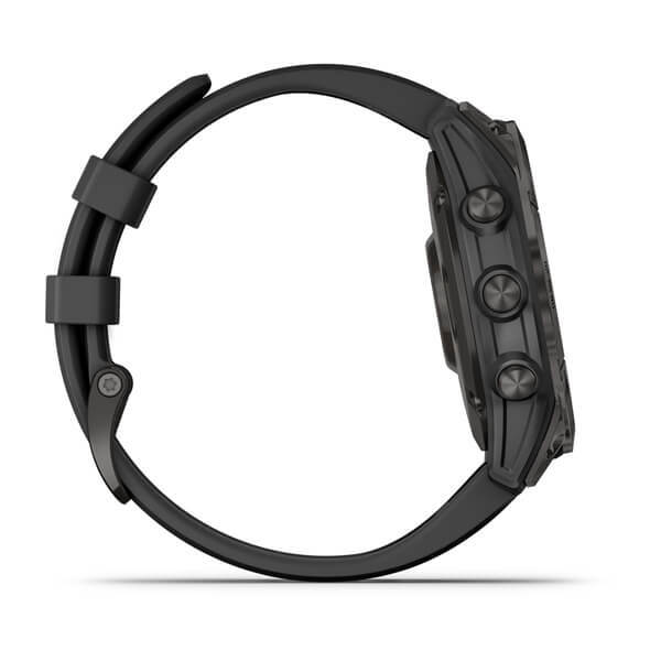 Garmin Fenix 7 Sapphire Solar Titanium Carbon Grey DLC con cinturino Black Garmin Fenix 7 Sapphire Solar Titanium Carbon Grey DLC con cinturino Black