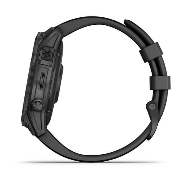 Garmin Fenix 7 Sapphire Solar Titanium Carbon Grey DLC con cinturino Black Garmin Fenix 7 Sapphire Solar Titanium Carbon Grey DLC con cinturino Black