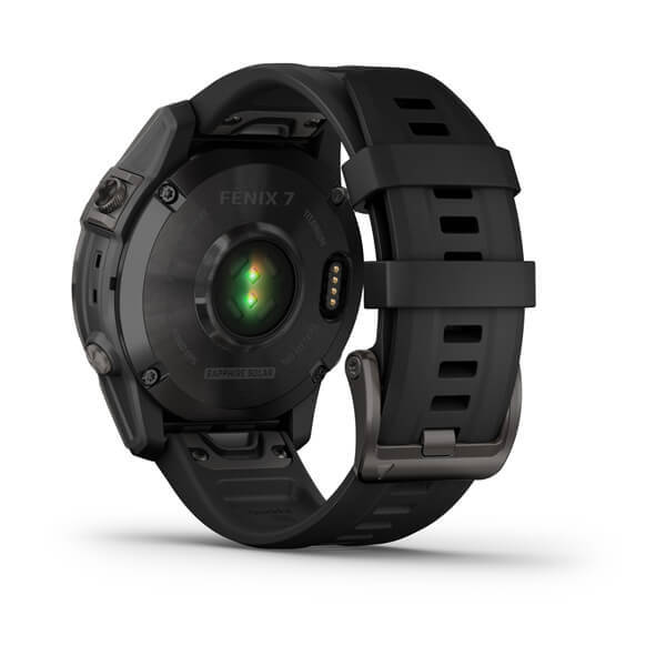 Garmin Fenix 7 Sapphire Solar Titanium Carbon Grey DLC con cinturino Black Garmin Fenix 7 Sapphire Solar Titanium Carbon Grey DLC con cinturino Black