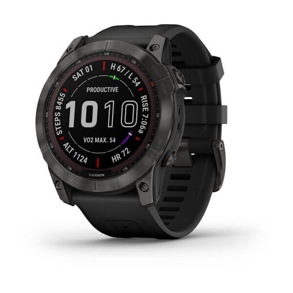 Garmin Fenix 7X Sapphire Solar Titanium Carbon Grey DLC con cinturino Black