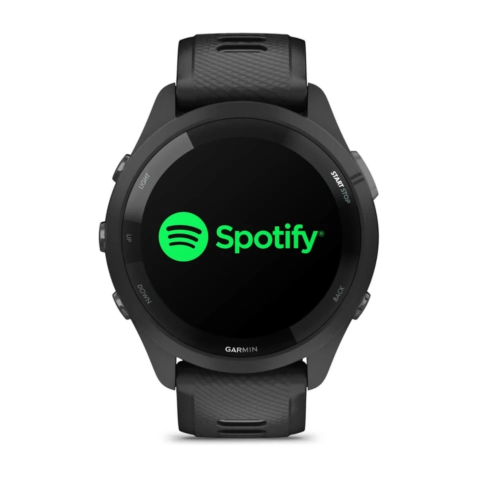 Garmin Forerunner 265 Lunetta e cassa nera con cinturino in silicone nero/grigio polvere Garmin Forerunner 265 Lunetta e cassa nera con cinturino in silicone nero/grigio polvere
