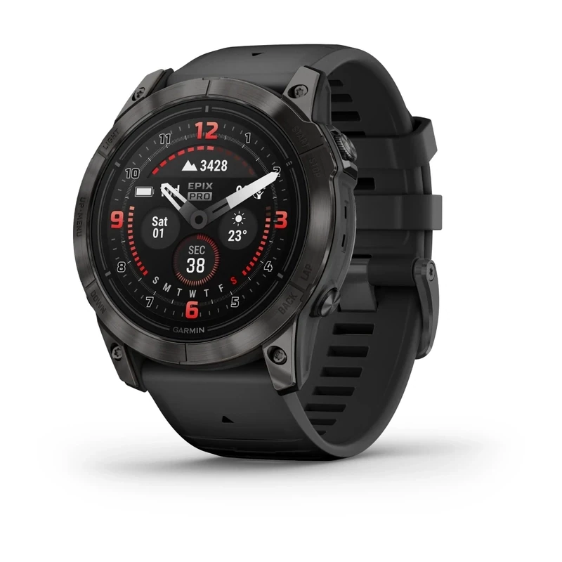 Garmin Epix™ Pro (Gen 2) – Sapphire Edition | 47 mm Carbon Gray DLC Titanium con cinturino Black