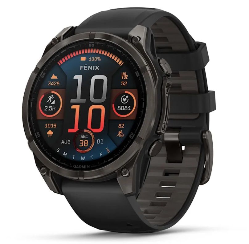 Garmin Fenix 8 - 47 mm, AMOLED Sapphire, Titanio, Carbon Gray DLC con cinturino in silicone Black/pebble grey