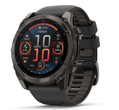 Garmin Fenix 8 - 51 mm, AMOLED Sapphire, Carbon Grey DLC con cinturino in silicone Black/pebble grey