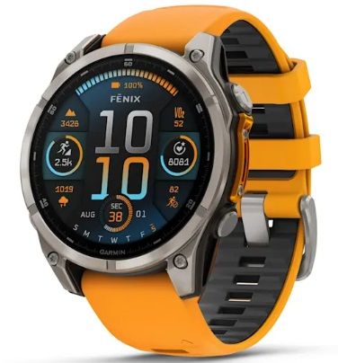 Garmin Fenix 8 - 47 mm, AMOLED Sapphire, Titanio, Titanium &amp; Spark Orange