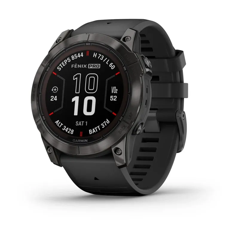 Garmin Fenix 7 PRO Sapphire Solar Edition Carbon Gray DLC Titanium con cinturino Black Garmin Fenix 7 PRO Sapphire Solar Edition Carbon Gray DLC Titanium con cinturino Black