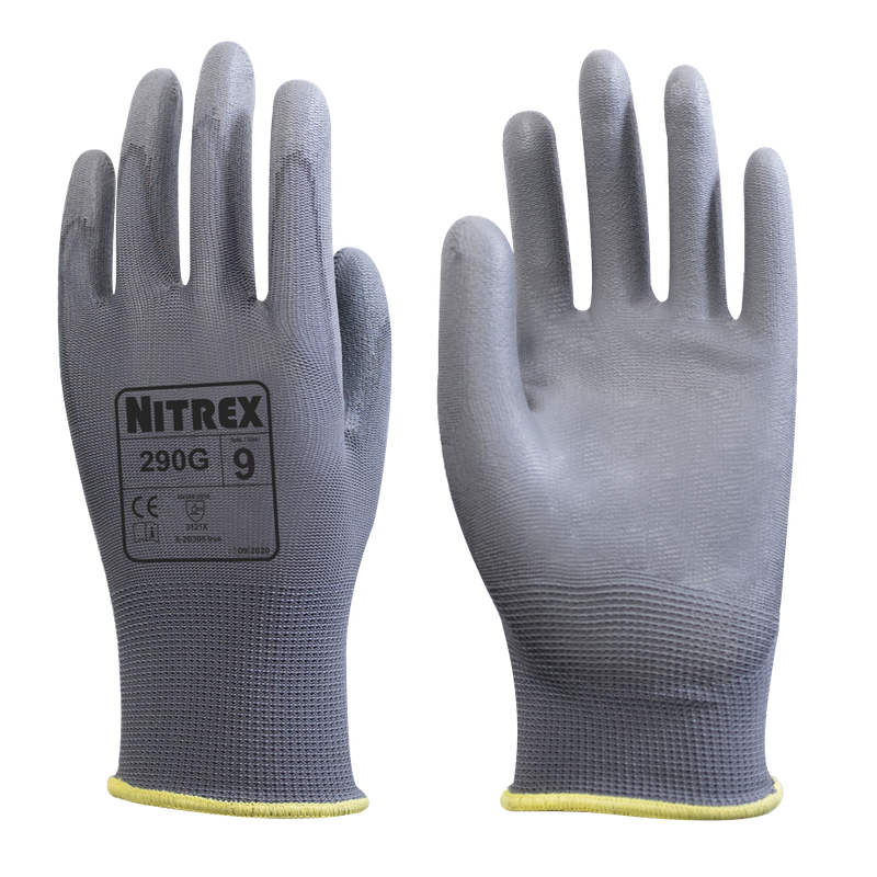 Nitrex 290G PU-Montagehandschuhe – Grau, 10 Paar