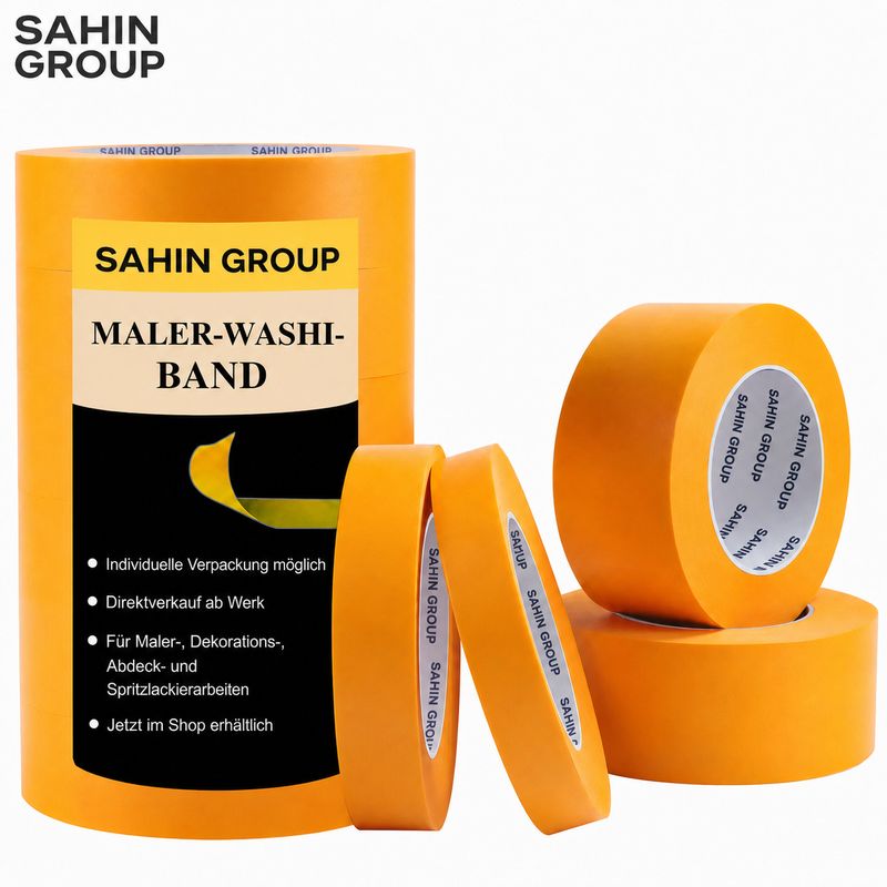 SAHIN GROUP Profi-Goldband – Washi-Abklebeband für Maler und Lackierer 30mmx50m