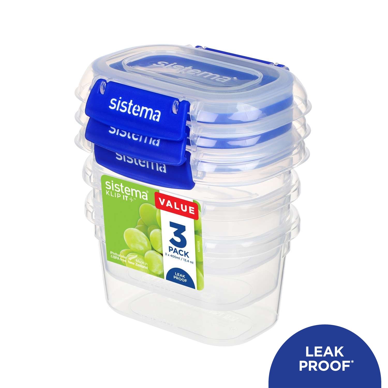 Klip It Plus Ορθογώνιο 400ml Σετ Δοχεία Φαγητού Πλαστικά 3τμχ