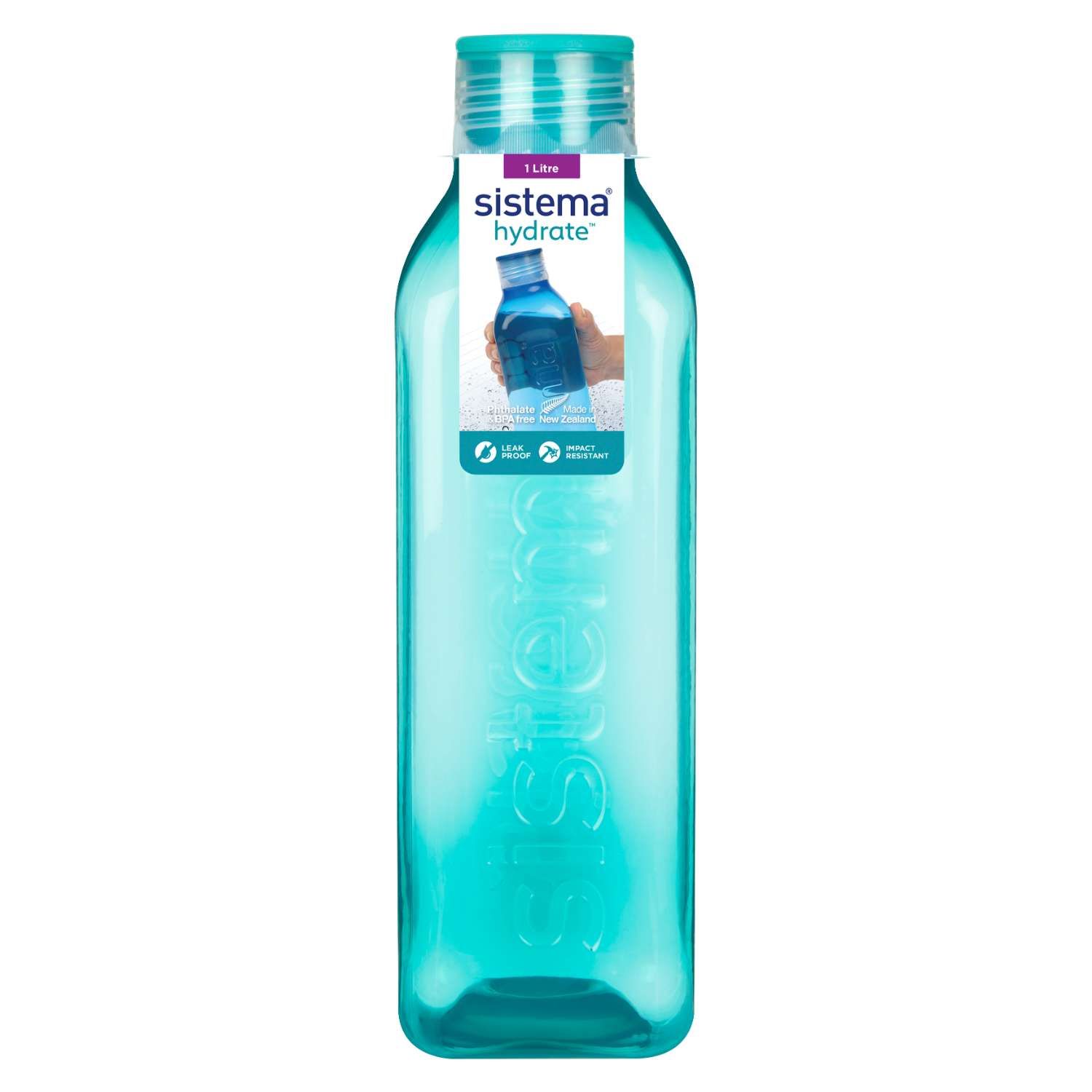 Square Bottle Μπουκάλι Minty Teal 1L