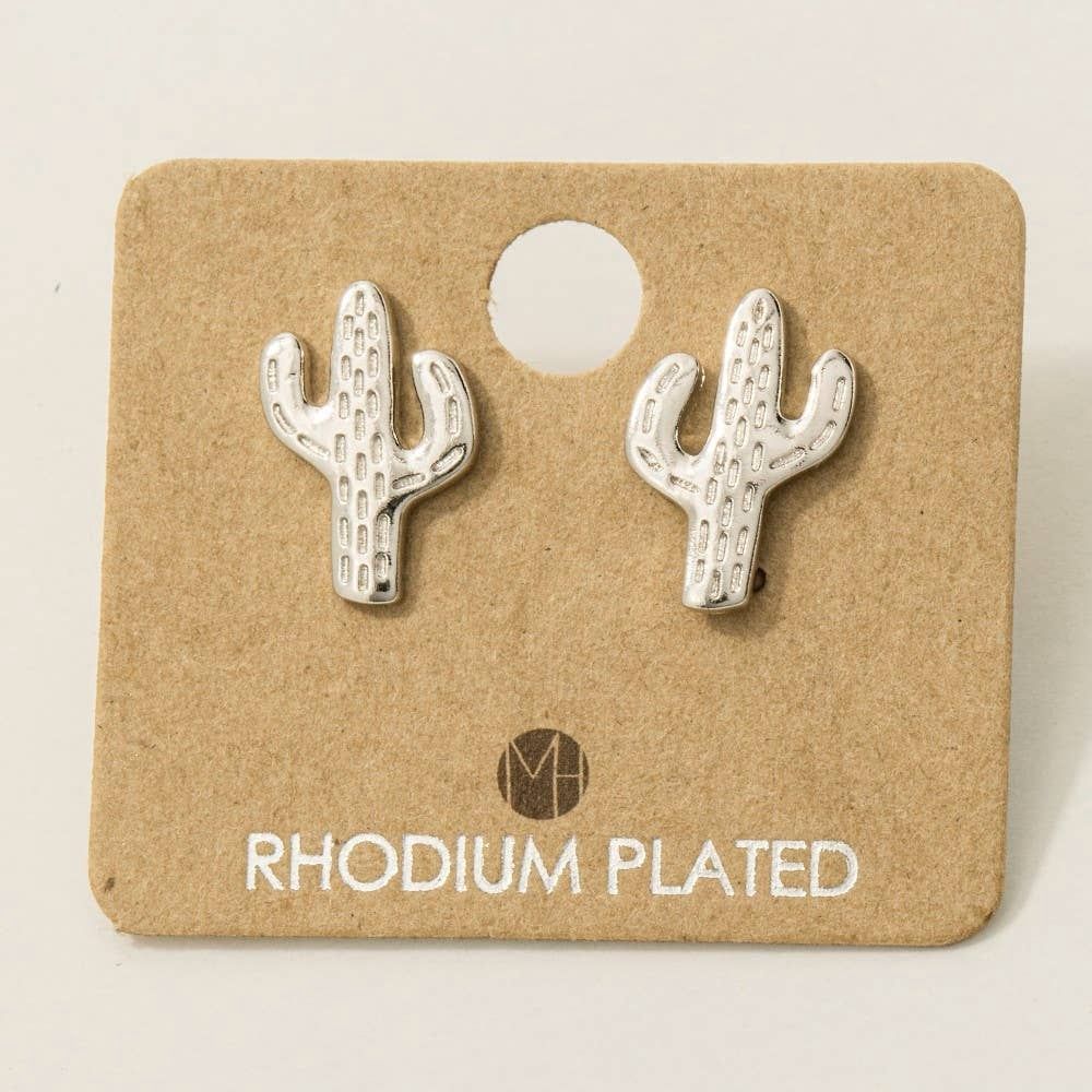 Mini Cactus Stud Earrings: Gold
