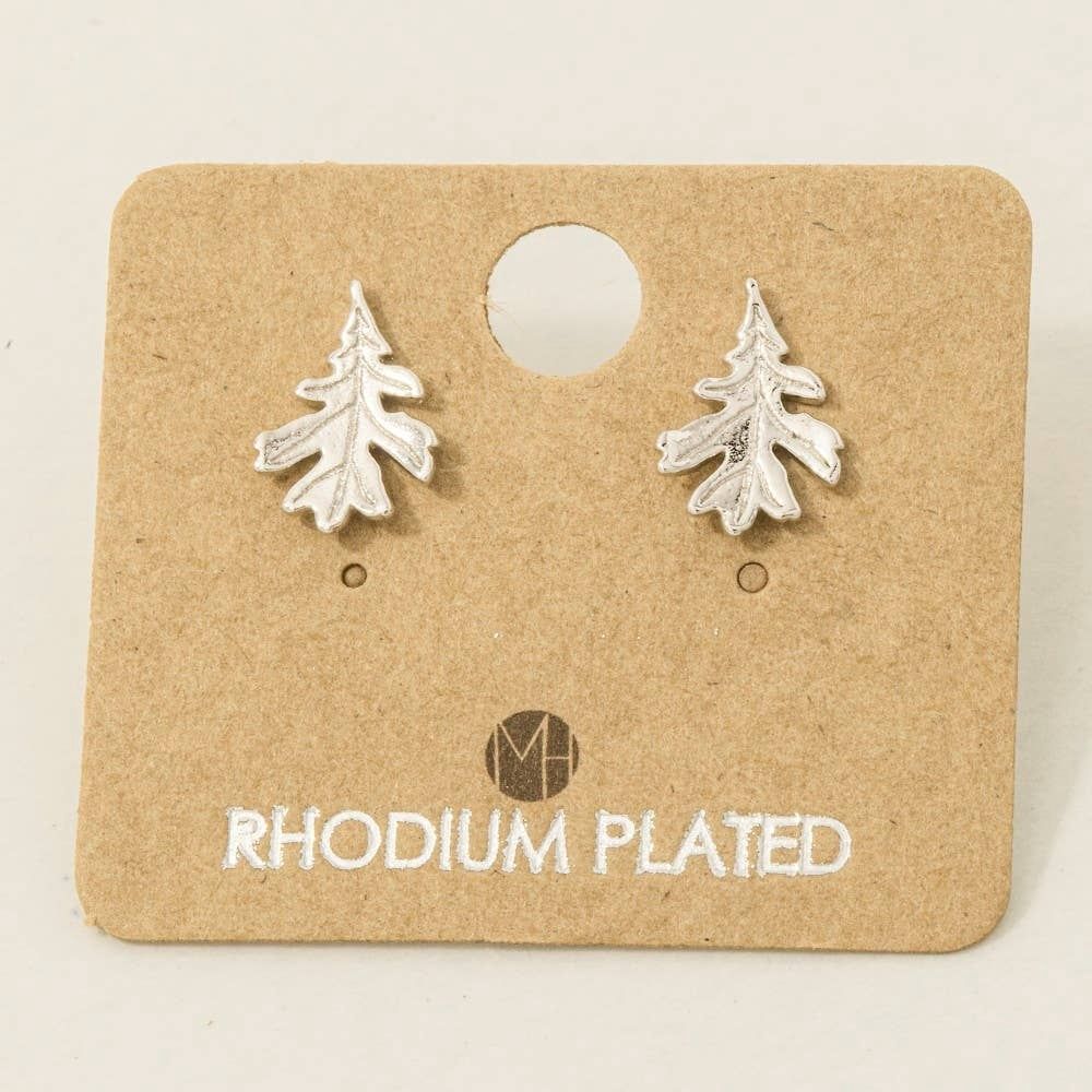 Gold Dipped Oak Leaf Stud Earrings: Gold