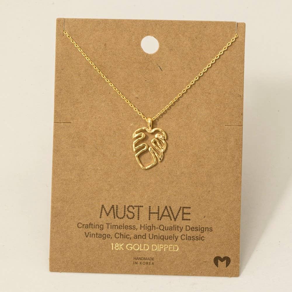 Monstera Cutout Pendant Necklace: S