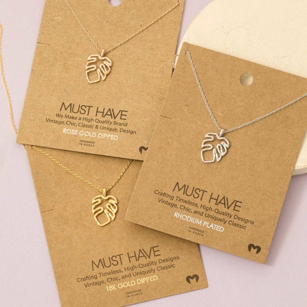 Monstera Cutout Pendant Necklace: S