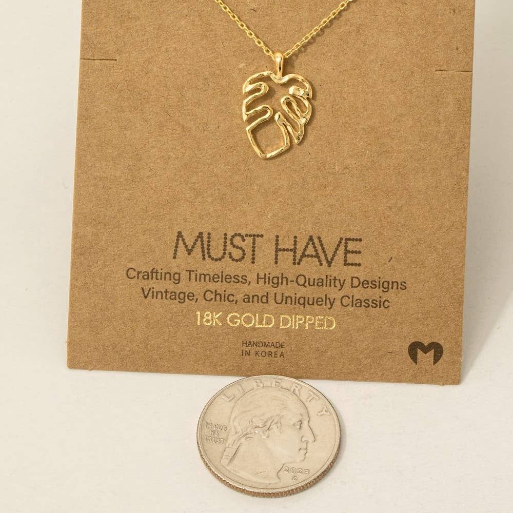 Monstera Cutout Pendant Necklace: S