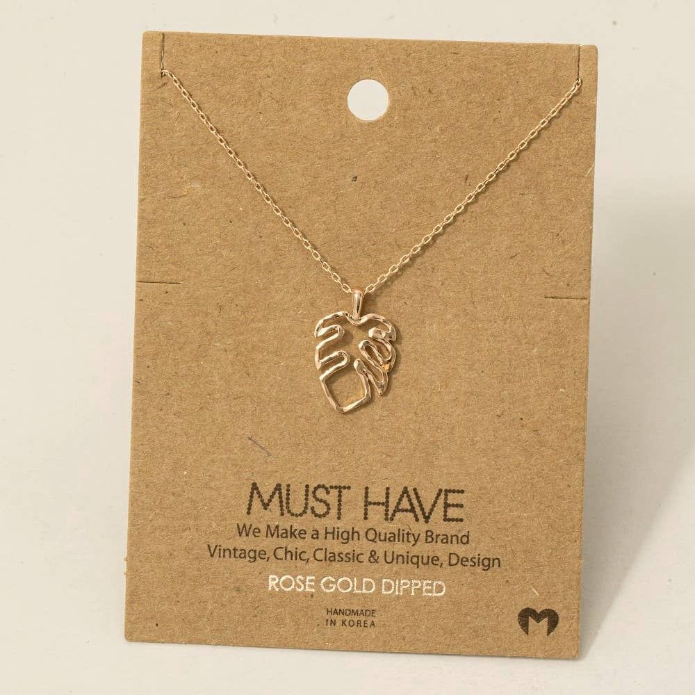 Monstera Cutout Pendant Necklace: S