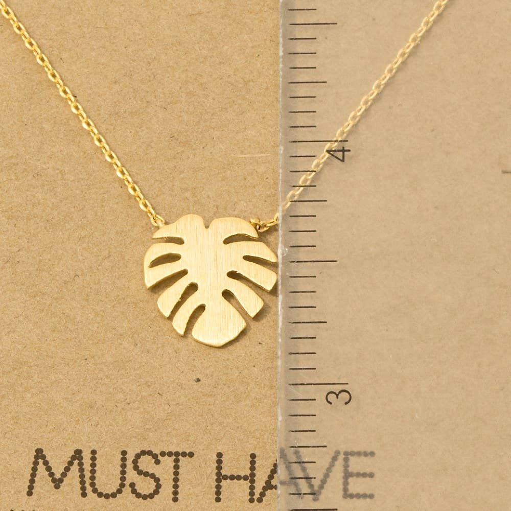 Gold Dipped Monstera Leaf Pendant Necklace: S