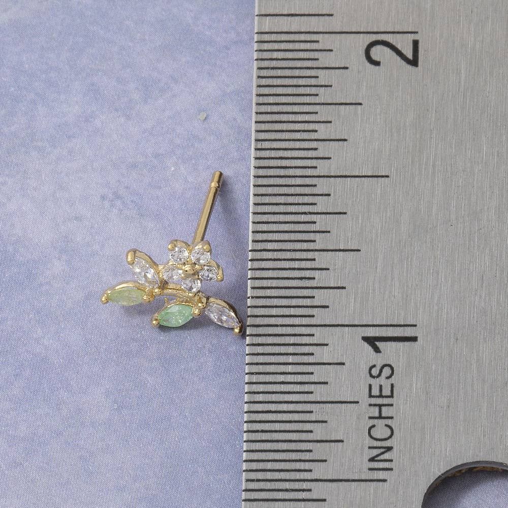 Cz Marquise Leaf Flower Cluster Fan Stud Earrings: Gold