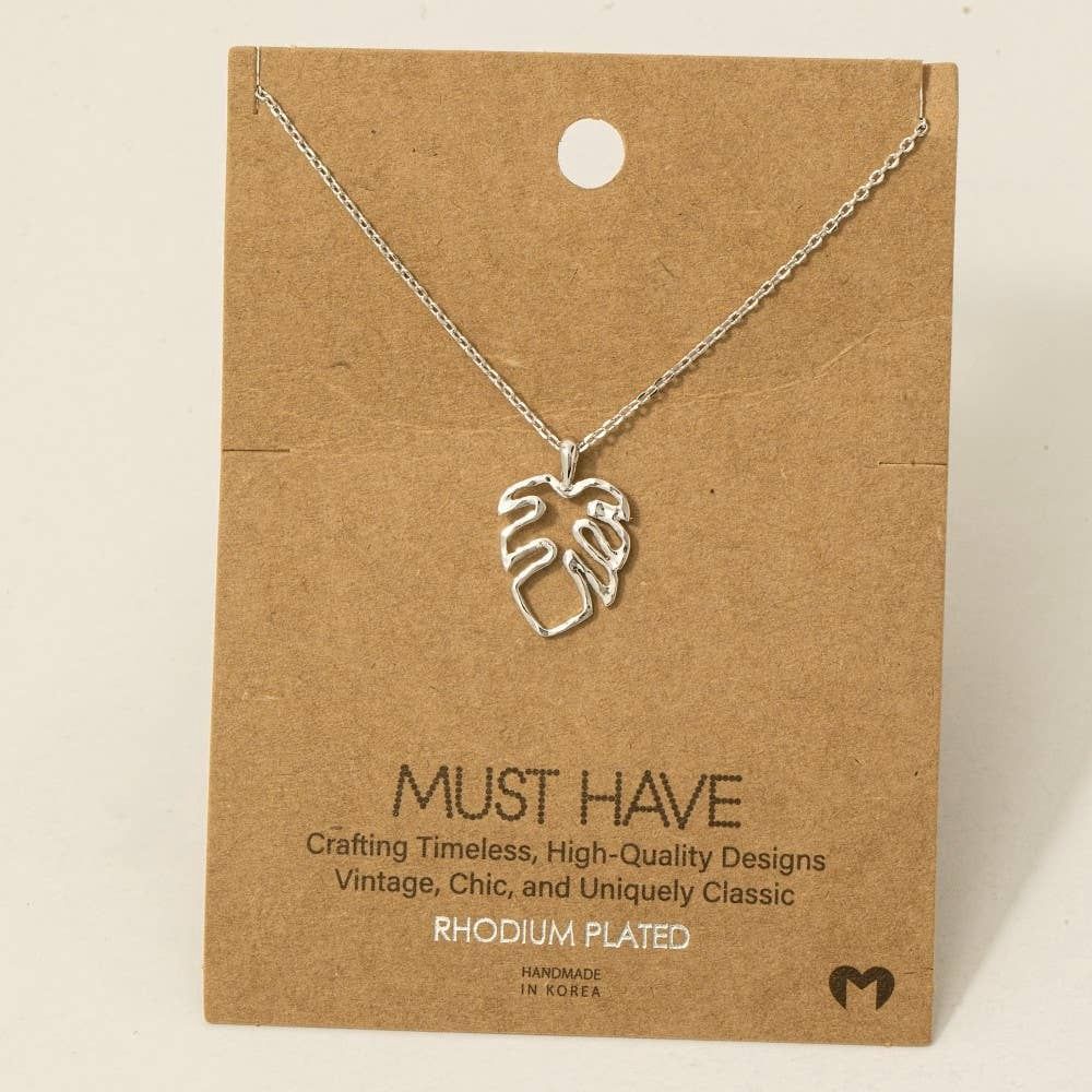 Monstera Cutout Pendant Necklace: G