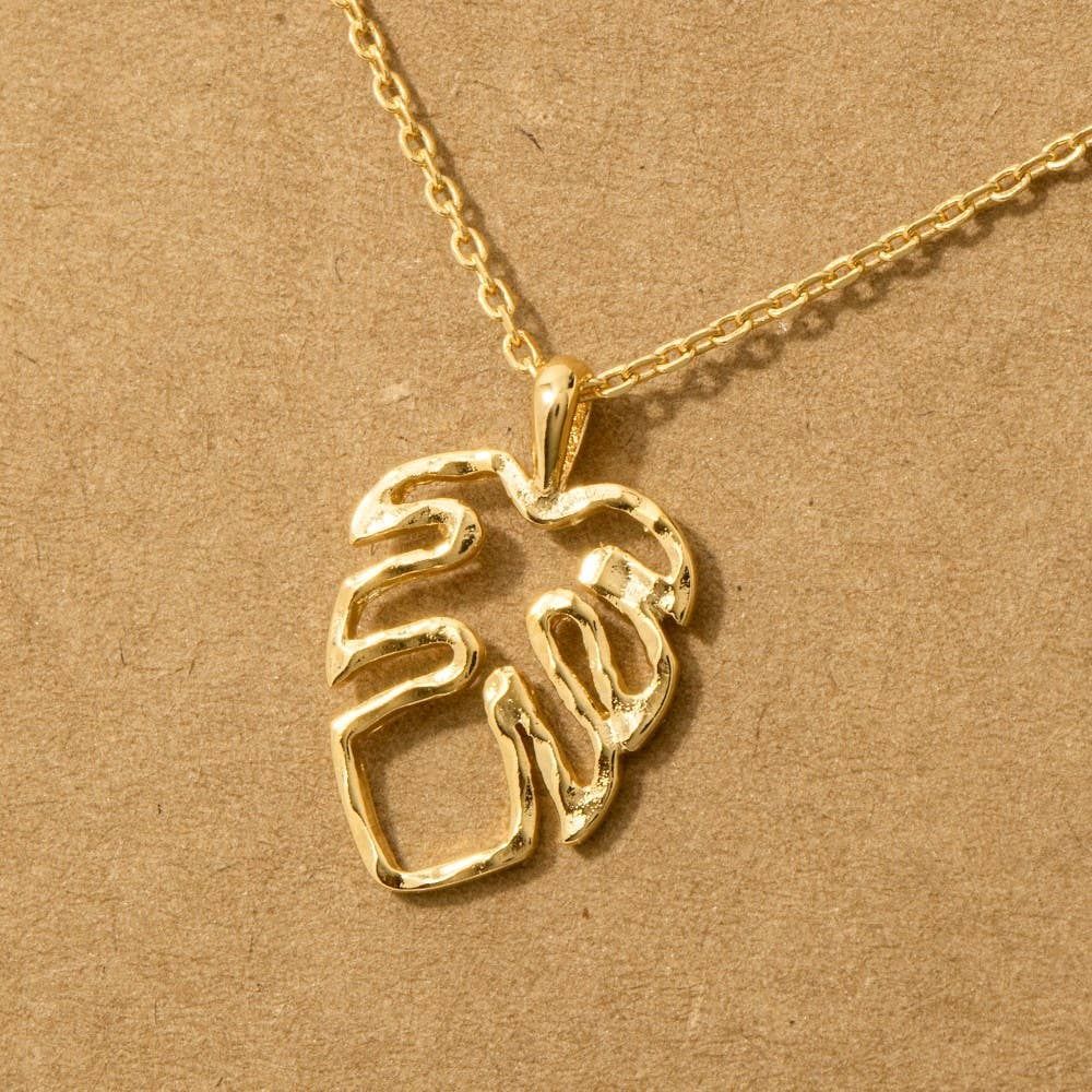 Monstera Cutout Pendant Necklace: G
