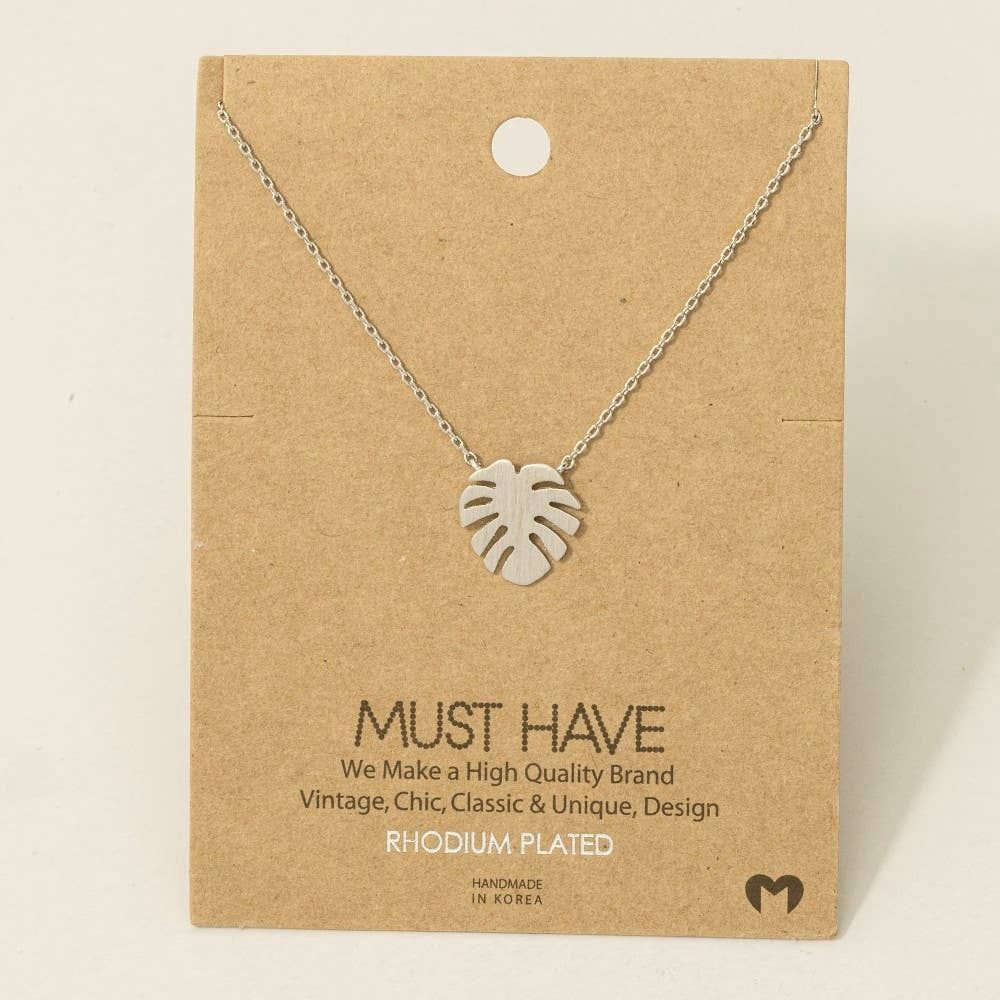 Gold Dipped Monstera Leaf Pendant Necklace: Gold