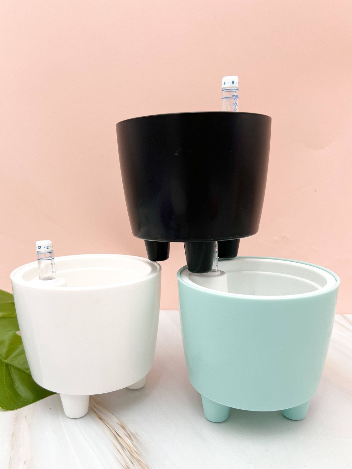3” Self Watering Moo Pot: White