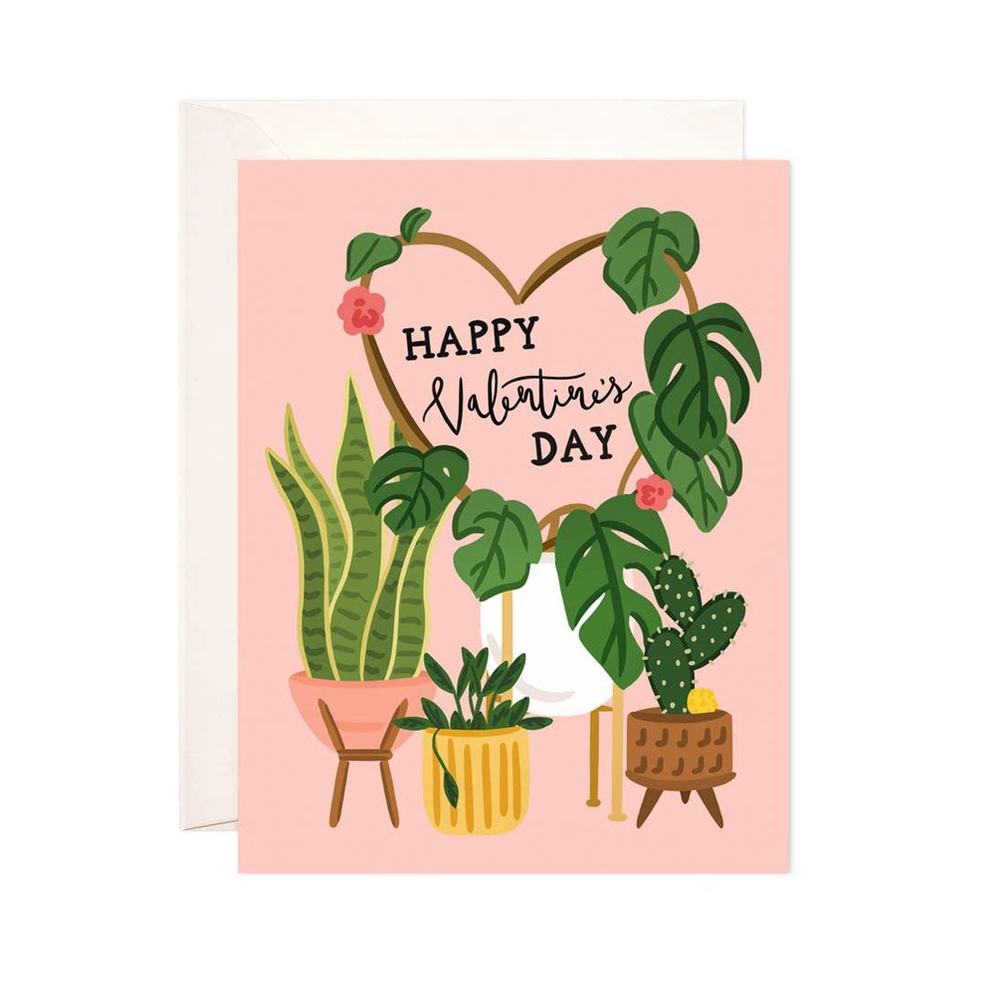 Monstera Valentine Greeting Card - Valentine's Day Card: Single Card
