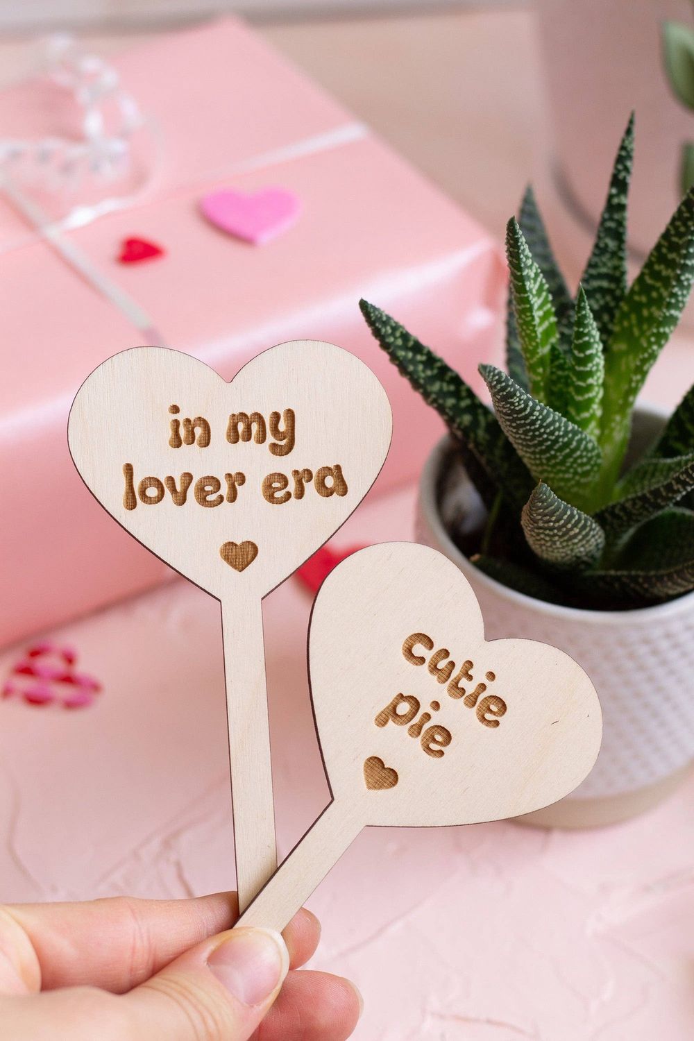 Conversation Heart Wooden Plant Markers: Let love grow