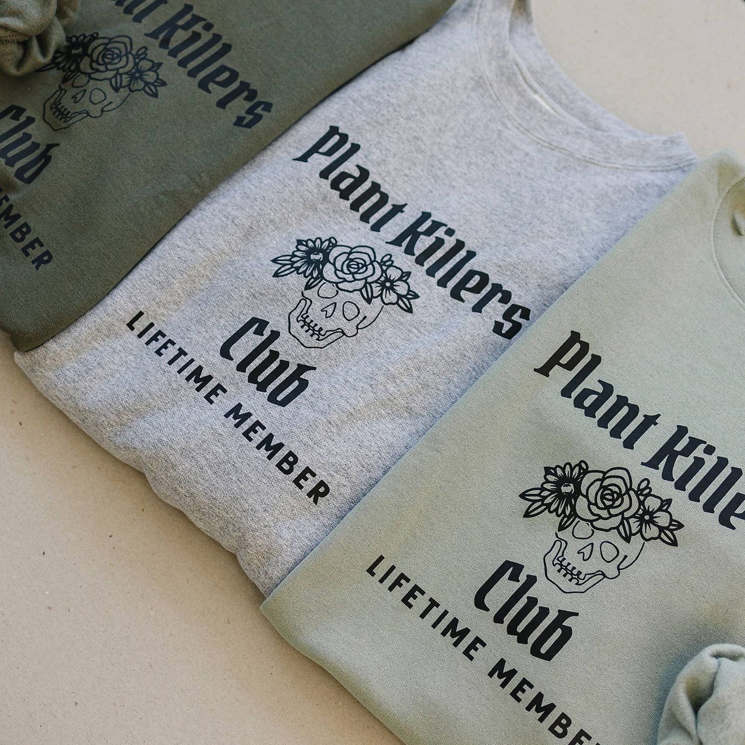 Plant Killers Club Crewneck Sweatshirt: Stonewash Green / M