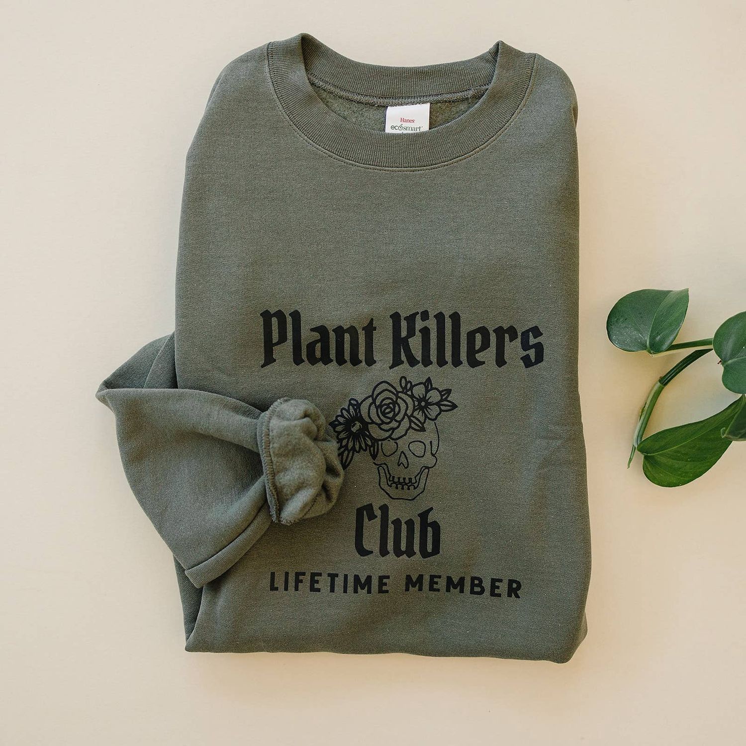 Plant Killers Club Crewneck Sweatshirt: Stonewash Green / M