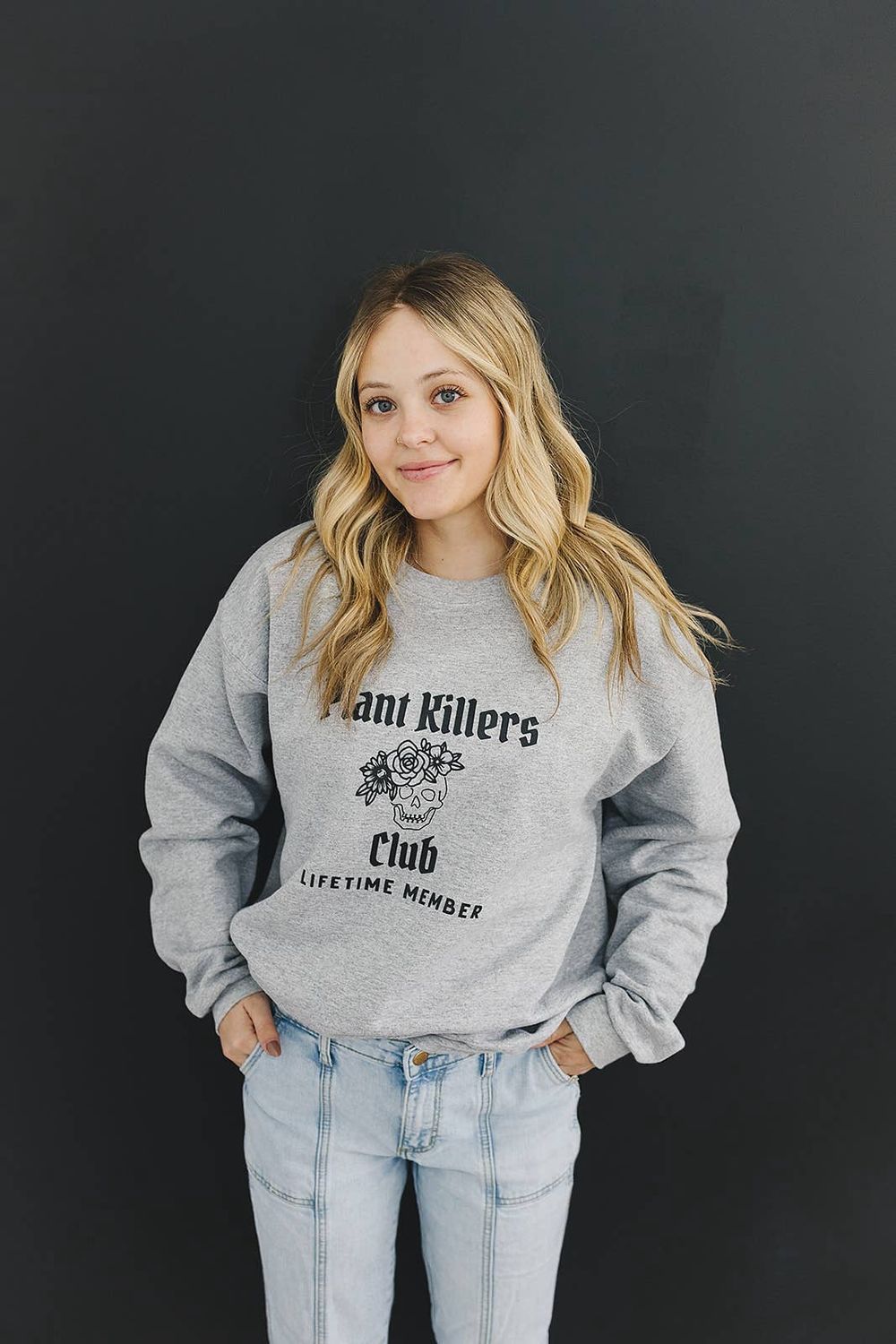 Plant Killers Club Crewneck Sweatshirt: Stonewash Green / M