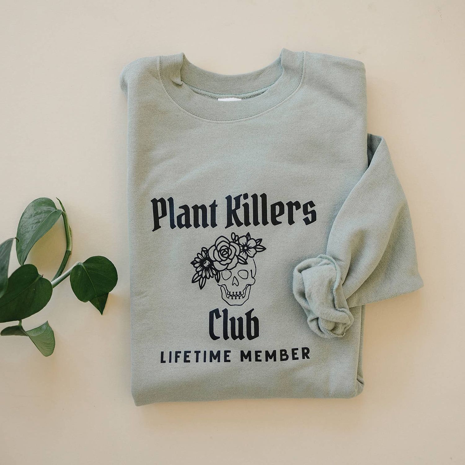 Plant Killers Club Crewneck Sweatshirt: Stonewash Green / M