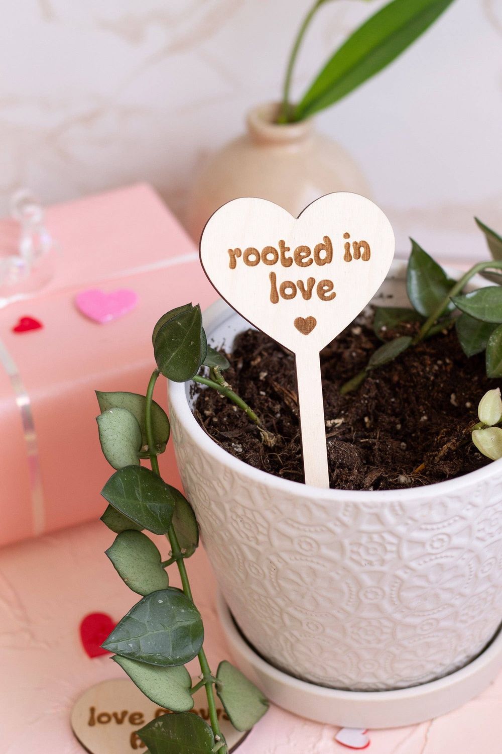 Conversation Heart Wooden Plant Markers: Love grows here