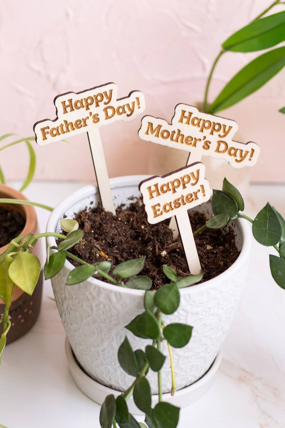 Funny Spring Wooden Plant Markers: Happy Mother's Day!