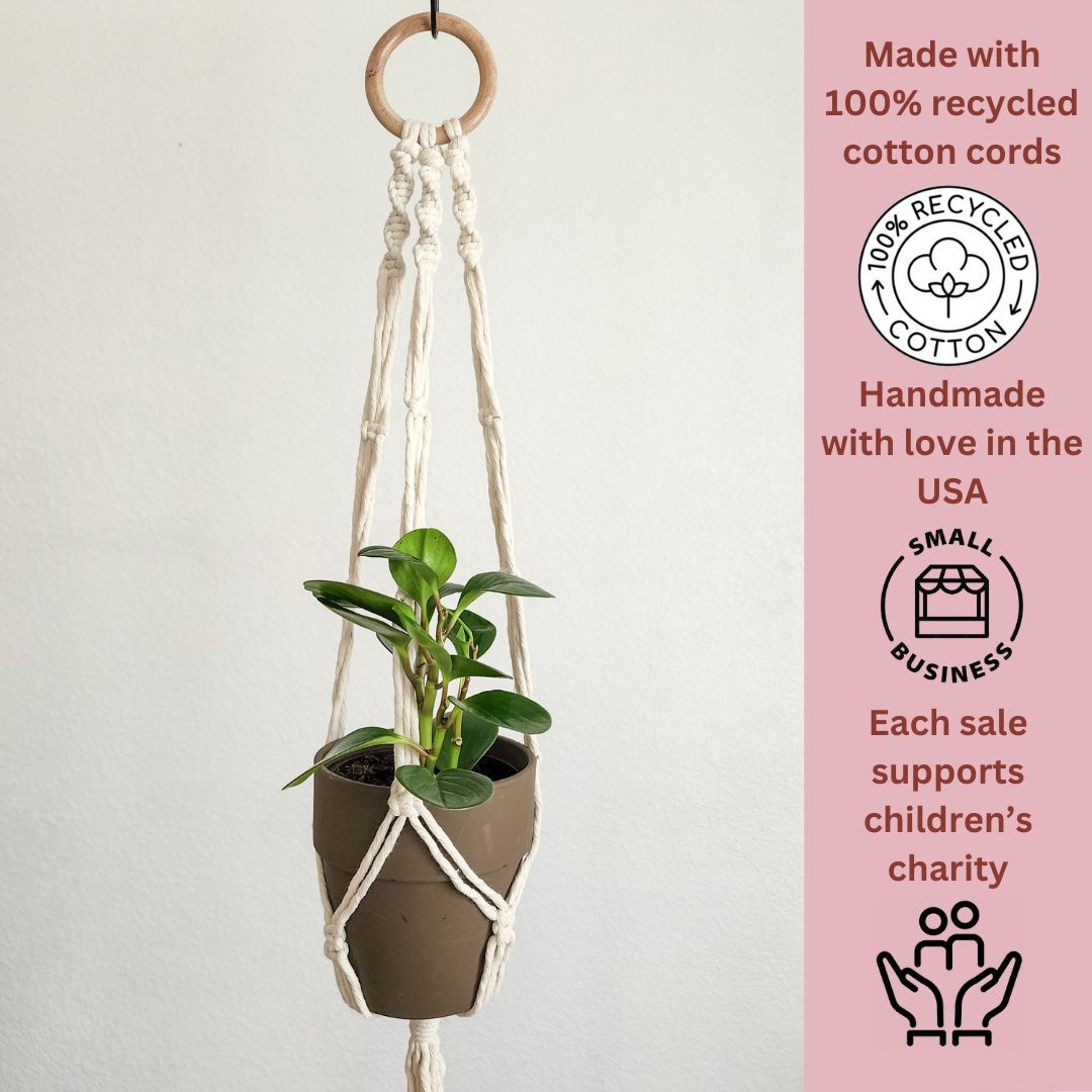 Boho Macrame Plant Hanger, Minimalist Handmade Plant Holder