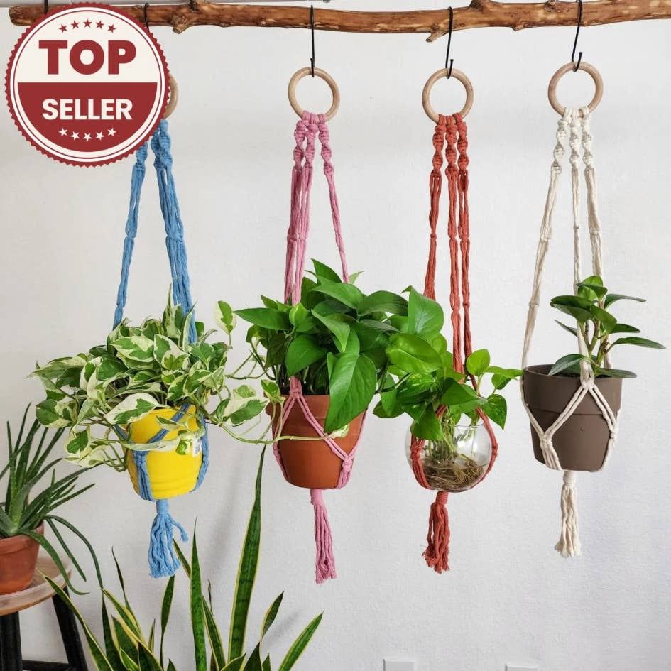 Boho Macrame Plant Hanger, Minimalist Handmade Plant Holder