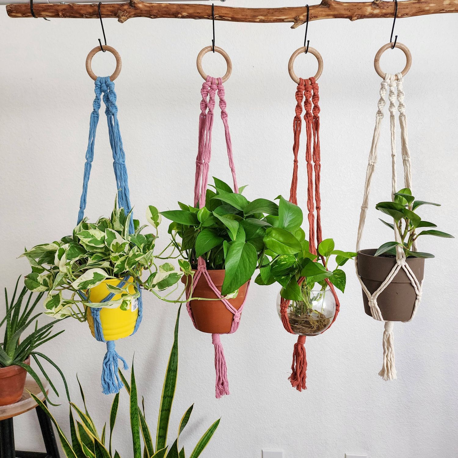 Boho Macrame Plant Hanger, Minimalist Handmade Plant Holder