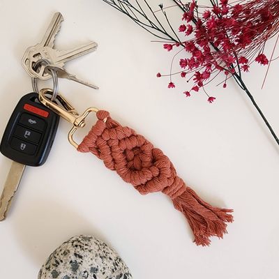 Macrame Cotton Keychain, Boho Purse/Key Accessories: Set of 7 colors (1 of each)