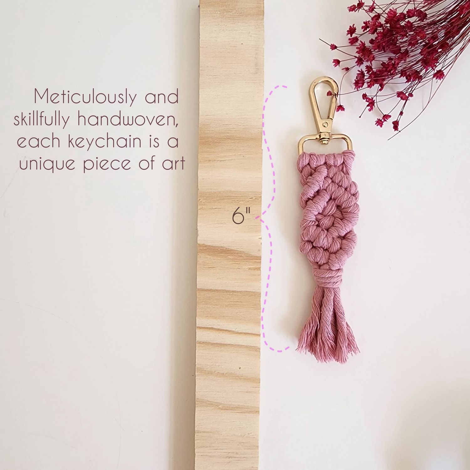Macrame Cotton Keychain, Boho Purse/Key Accessories: Set of 7 colors (1 of each)