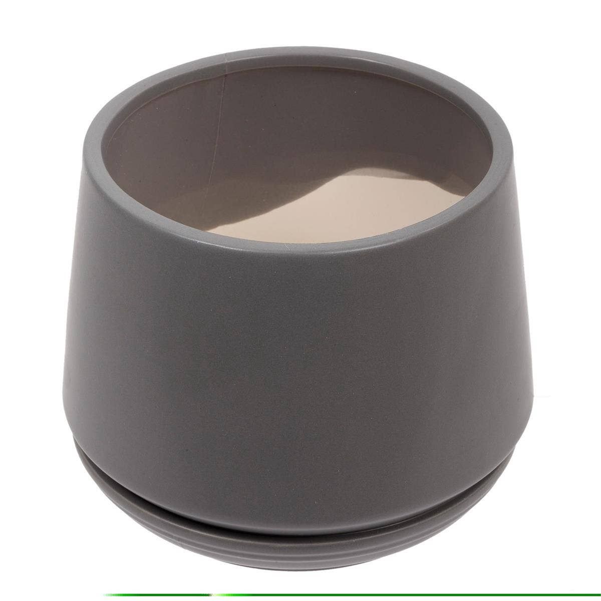 Truu Design Matte Ceramic Planter with Saucer 5.9": Grey