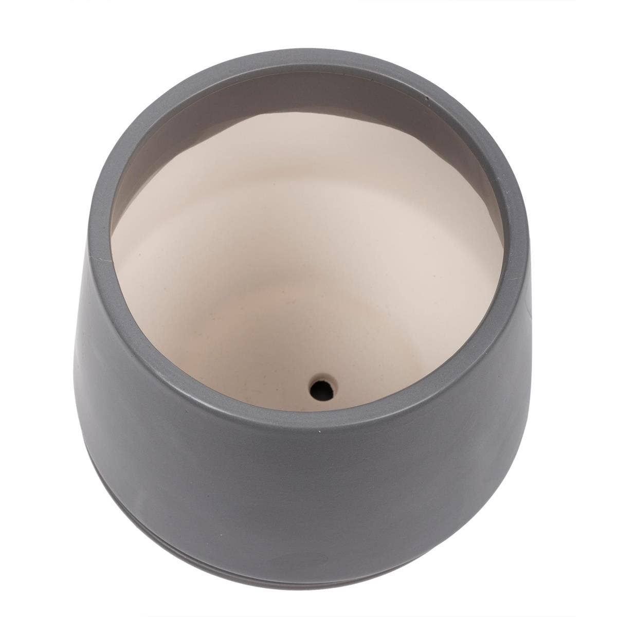 Truu Design Matte Ceramic Planter with Saucer 5.9": Grey