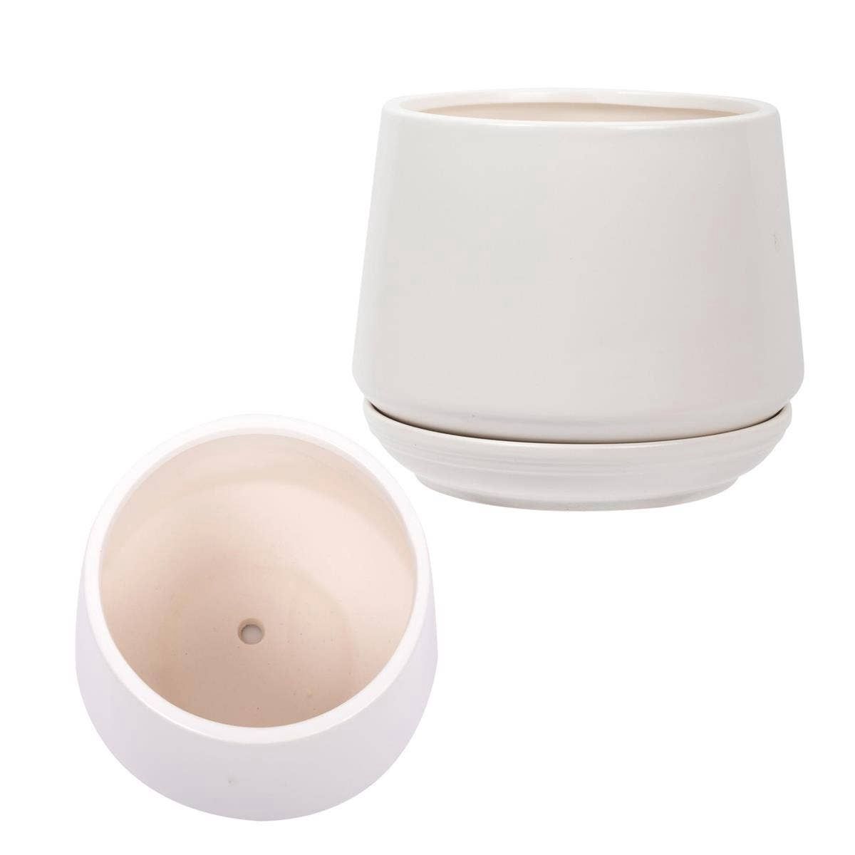 Truu Design Matte Ceramic Planter with Saucer 5.9": Grey