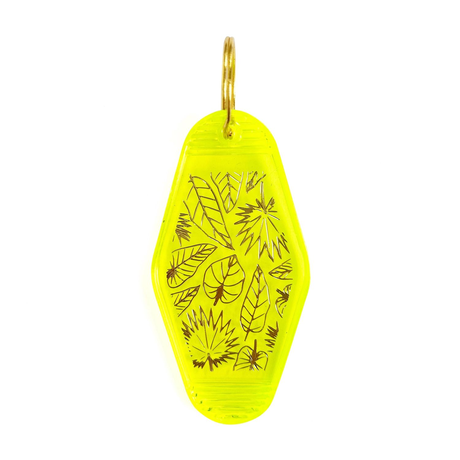 Botanicals Motel Key Tag | Neon Green &amp; Gold Foil